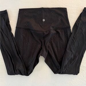 lululemon athletica Black Logo Patterned Leggings